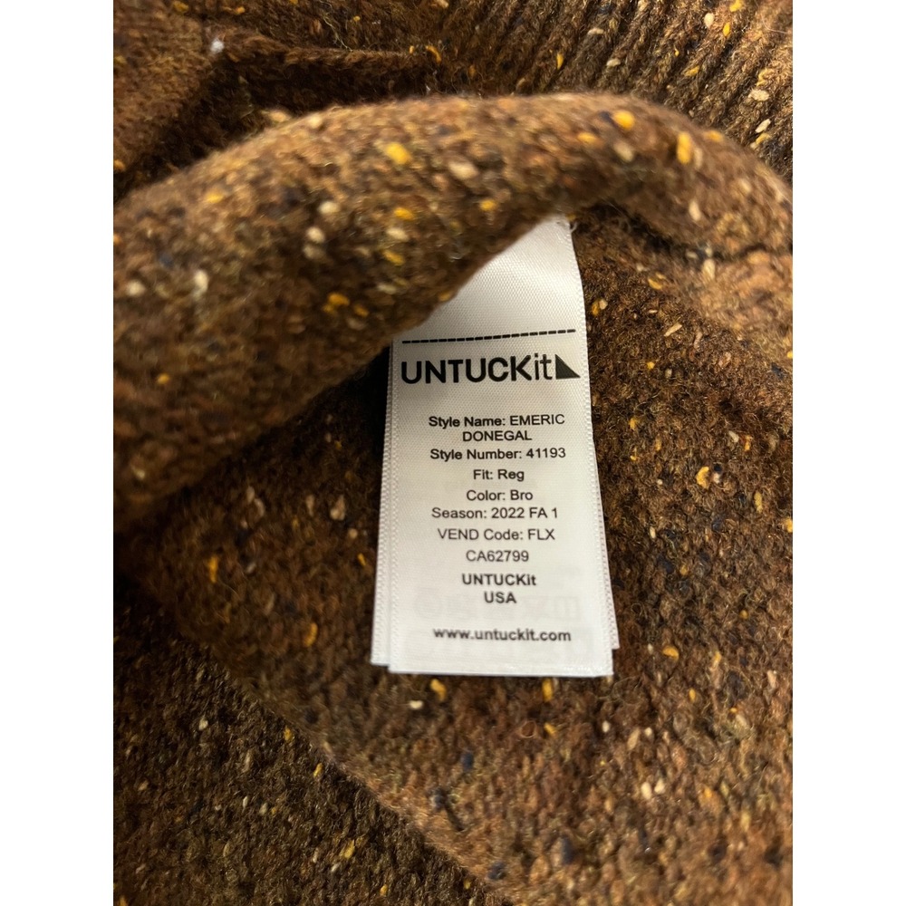UNTUCKit Emeric Donegal Cardigan Mens XL Brown Lambswool Shawl Collar 41193 - Picture 6 of 6